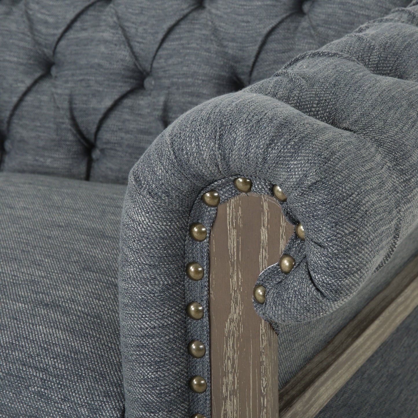 Charcoal Chesterfield Button Tufted 3-seater Sofa with Wood Legs