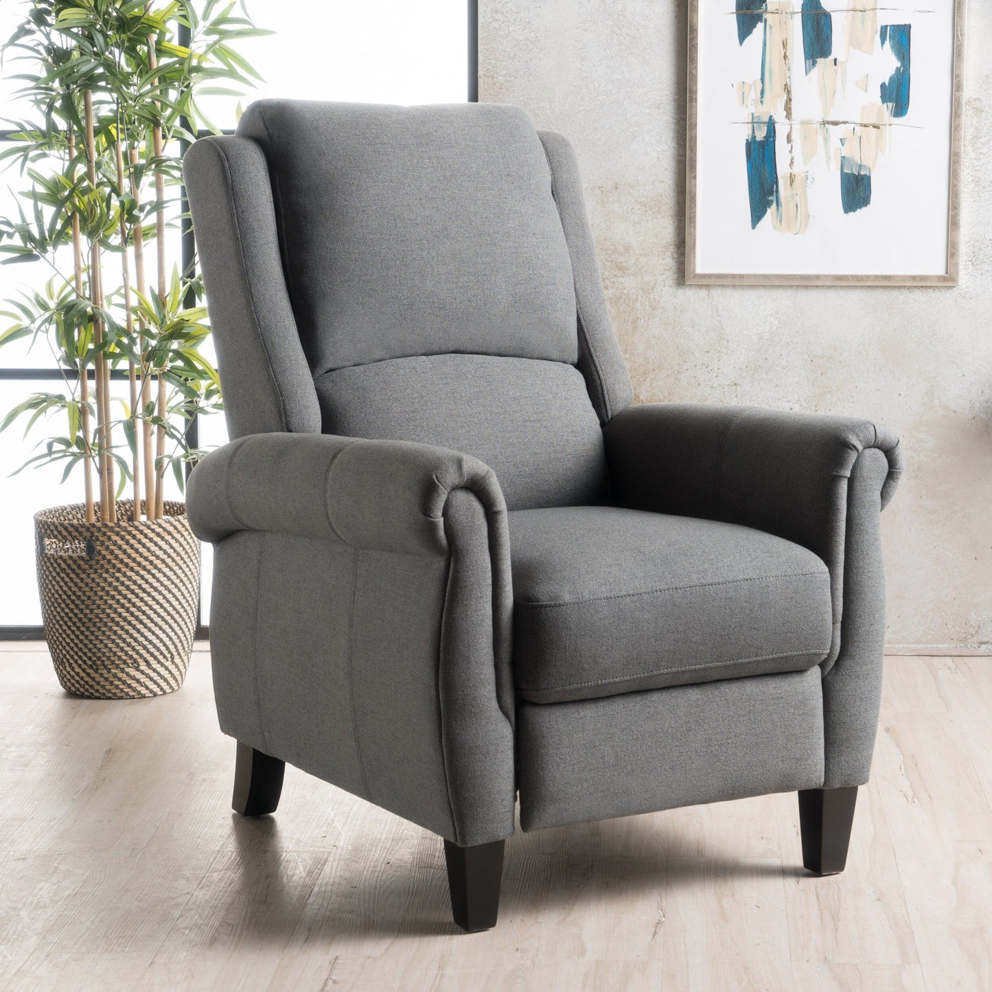 Charcoal Fabric Push?Back Recliner Chair (Easy?Care)