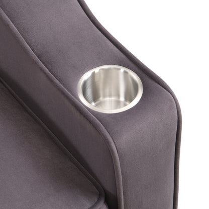 Charcoal Grey Velvet Sofa Bed with Trundle Full Size Convertible Adjustable Back USB Charging Easy Assembly