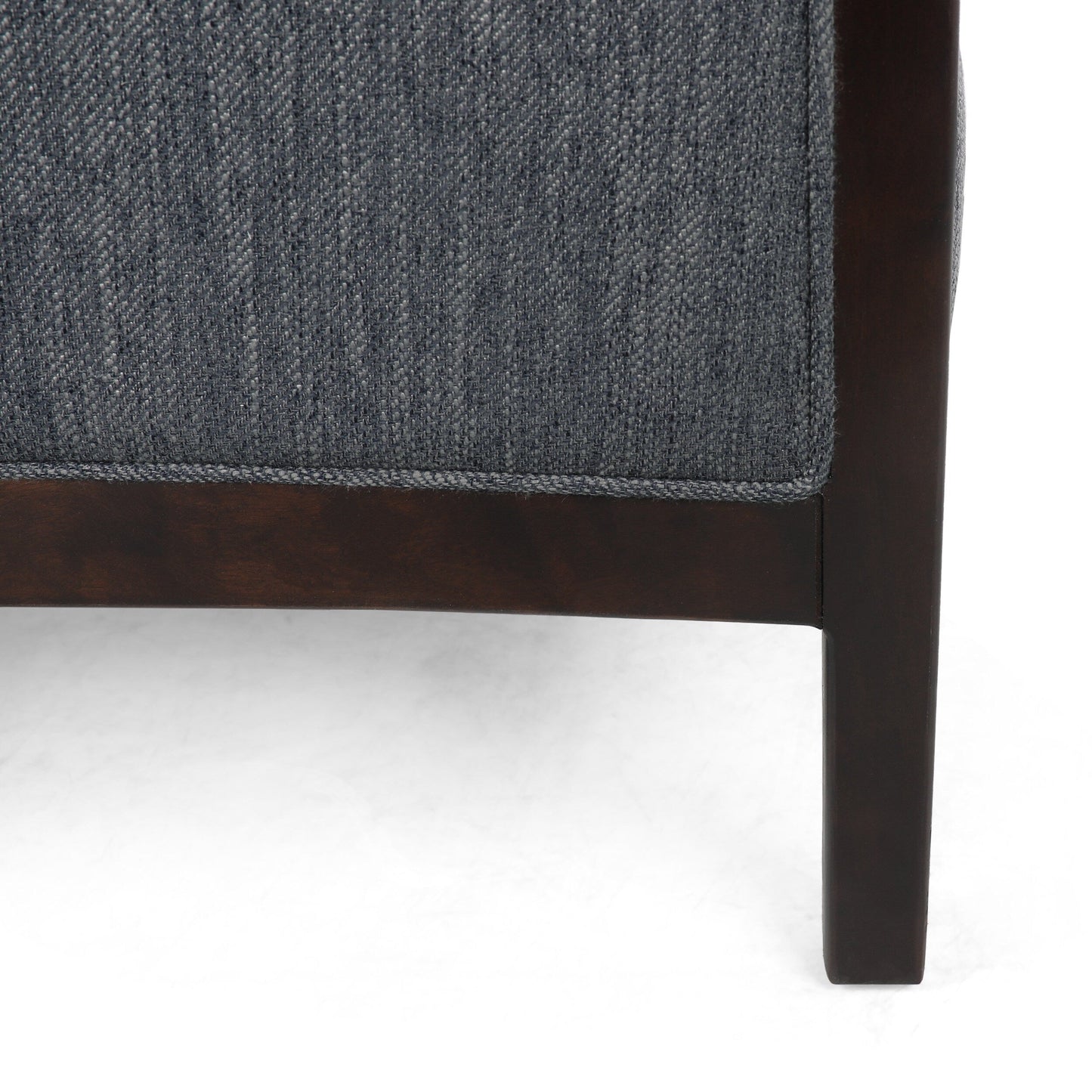 Charcoal Mid-Century Upholstered Push-Back Recliner with Footrest and Birch Wood Frame
