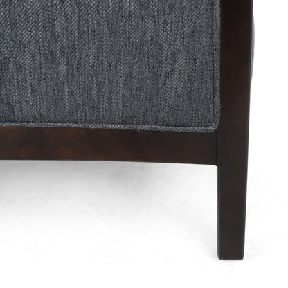 Charcoal Mid-Century Upholstered Push-Back Recliner with Footrest and Birch Wood Frame