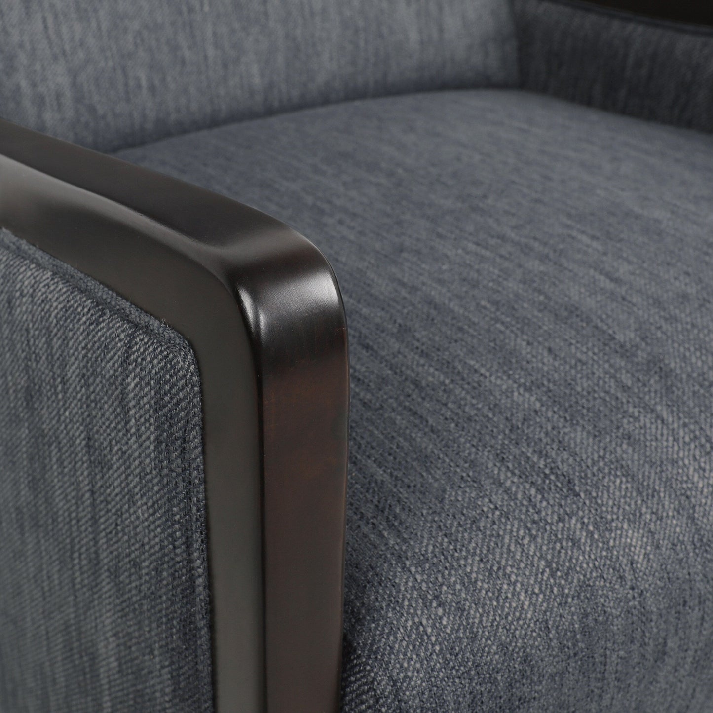Charcoal Mid-Century Upholstered Push-Back Recliner with Footrest and Birch Wood Frame