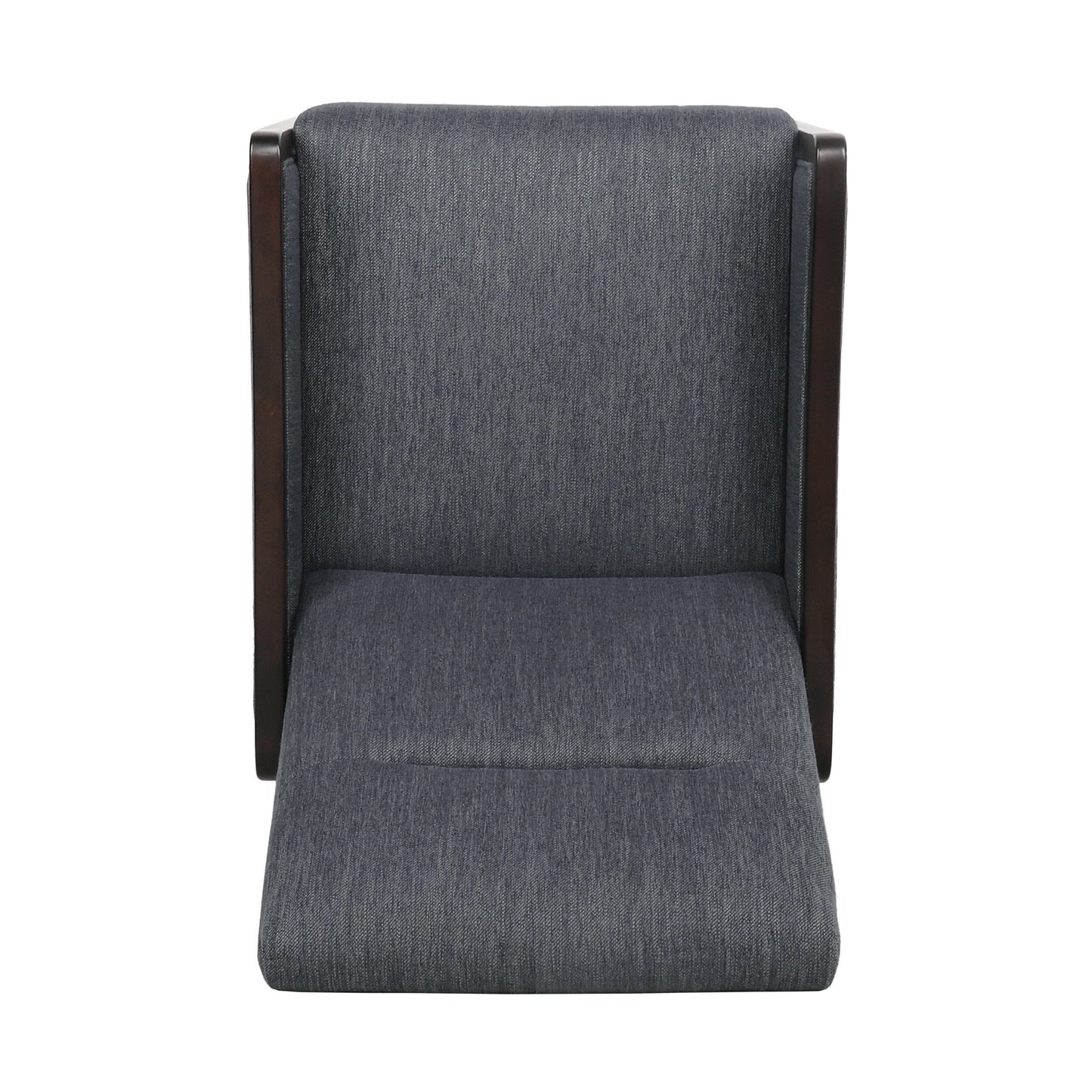 Charcoal Mid-Century Upholstered Push-Back Recliner with Footrest and Birch Wood Frame