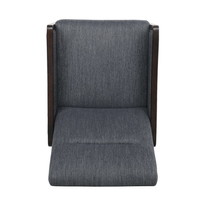 Charcoal Mid-Century Upholstered Push-Back Recliner with Footrest and Birch Wood Frame