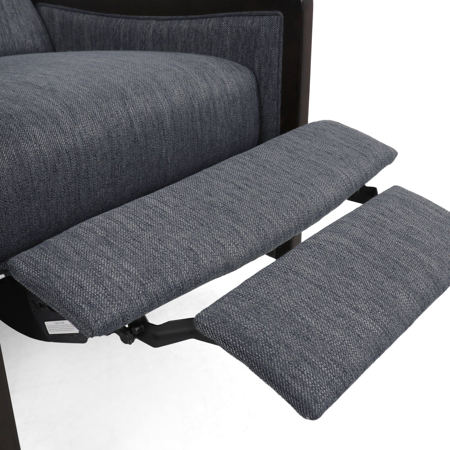 Charcoal Mid-Century Upholstered Push-Back Recliner with Footrest and Birch Wood Frame
