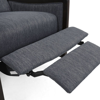 Charcoal Mid-Century Upholstered Push-Back Recliner with Footrest and Birch Wood Frame