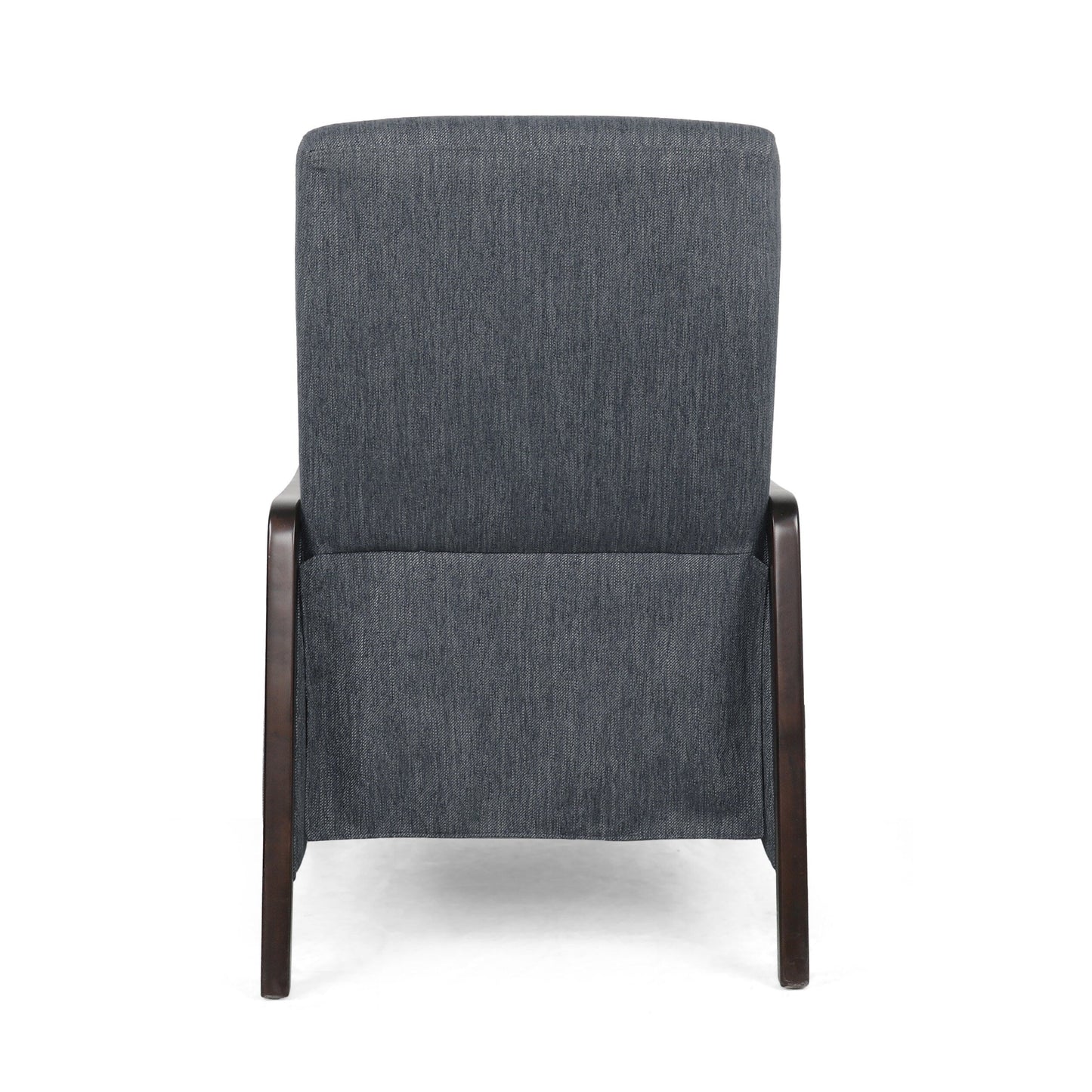 Charcoal Mid-Century Upholstered Push-Back Recliner with Footrest and Birch Wood Frame