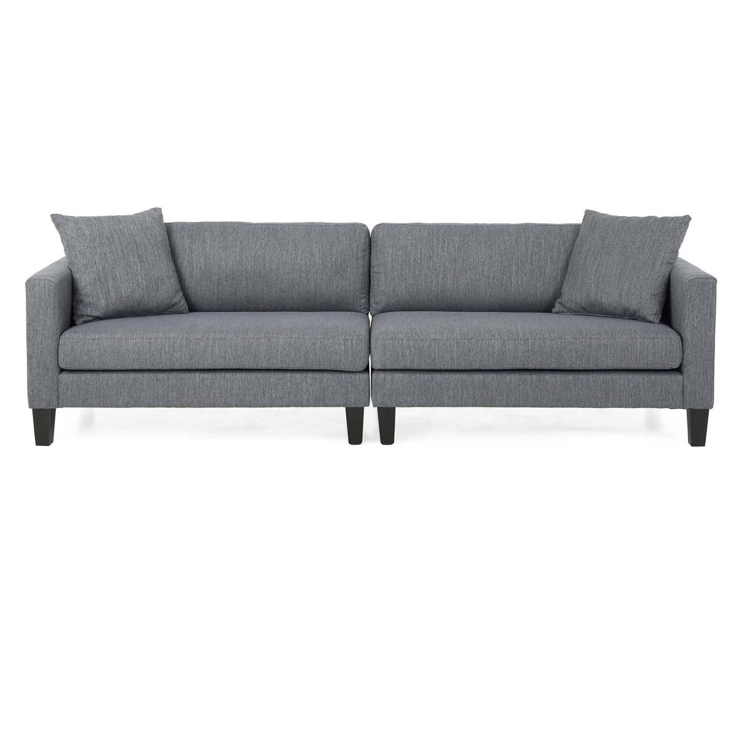 Charcoal Modern 101 3-seater Sofa with Wood Legs and Two Pillows for Living Room