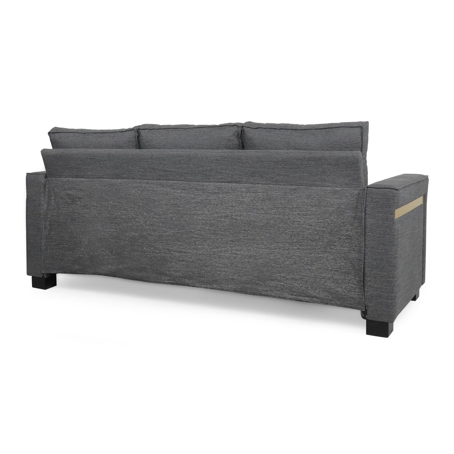 Charcoal Modern 80.25 3-seater Upholstered Sofa with Pillows amd Wood Legs for Living Room