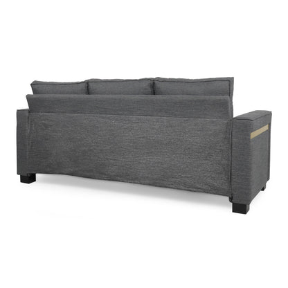 Charcoal Modern 80.25 3-seater Upholstered Sofa with Pillows amd Wood Legs for Living Room