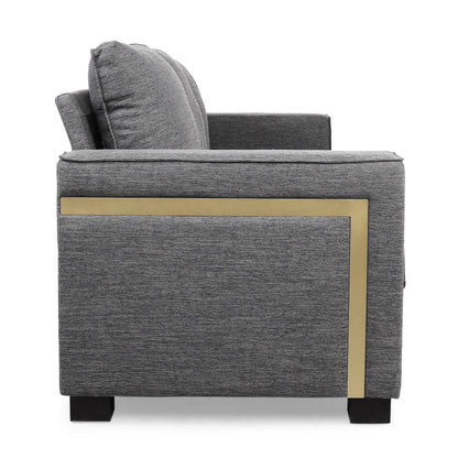 Charcoal Modern 80.25 3-seater Upholstered Sofa with Pillows amd Wood Legs for Living Room