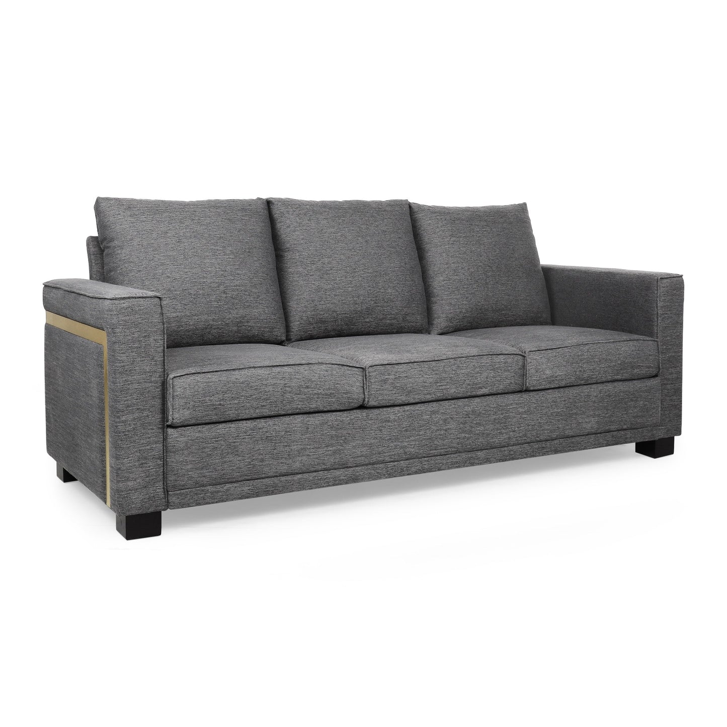 Charcoal Modern 80.25 3-seater Upholstered Sofa with Pillows amd Wood Legs for Living Room