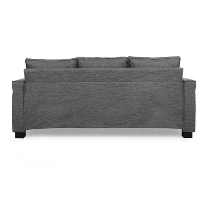 Charcoal Modern 80.25 3-seater Upholstered Sofa with Pillows amd Wood Legs for Living Room