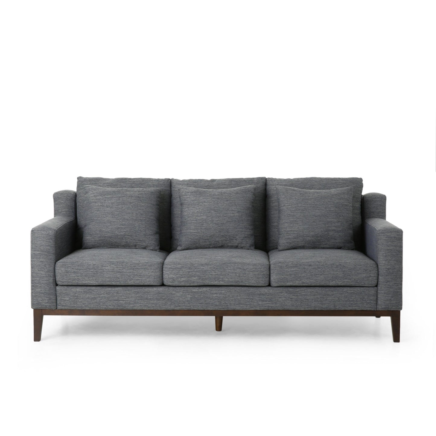 Charcoal Modern 80 3-seater Sofa with Wood Legs and Matching Pillows for Living Room