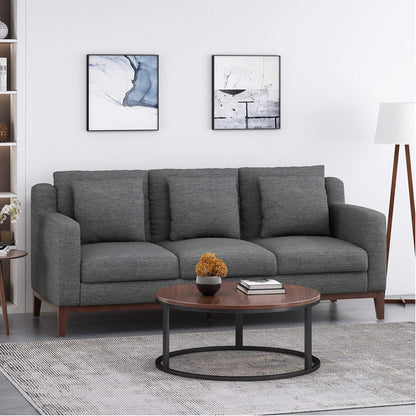 Charcoal Modern 80 3-seater Sofa with Wood Legs and Matching Pillows for Living Room