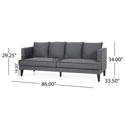 Charcoal Modern 86 3-seater Sofa with Wood Legs and Tufted Back for Living Room