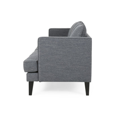 Charcoal Modern 86 3-seater Sofa with Wood Legs and Tufted Back for Living Room