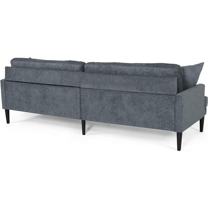 Charcoal Modern 96.25 Upholstered 3-seater Sofa with Wood Legs and Accent Pillows for Living Room
