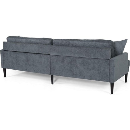 Charcoal Modern 96.25 Upholstered 3-seater Sofa with Wood Legs and Accent Pillows for Living Room