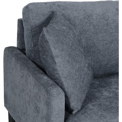 Charcoal Modern 96.25 Upholstered 3-seater Sofa with Wood Legs and Accent Pillows for Living Room