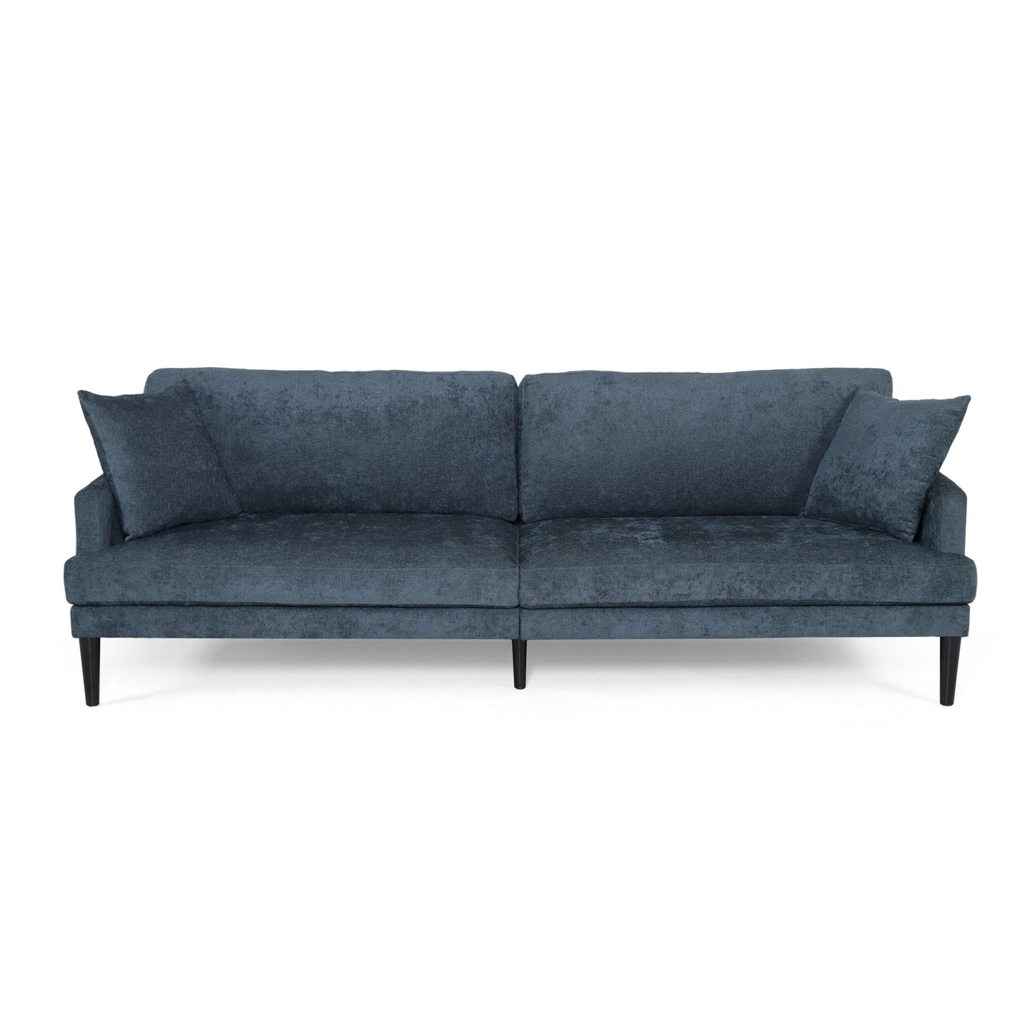 Charcoal Modern 96.25 Upholstered 3-seater Sofa with Wood Legs and Accent Pillows for Living Room
