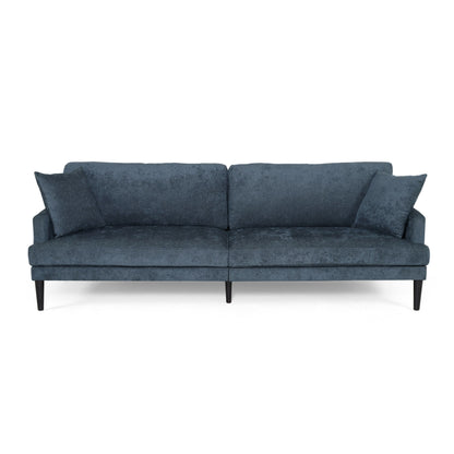 Charcoal Modern 96.25 Upholstered 3-seater Sofa with Wood Legs and Accent Pillows for Living Room