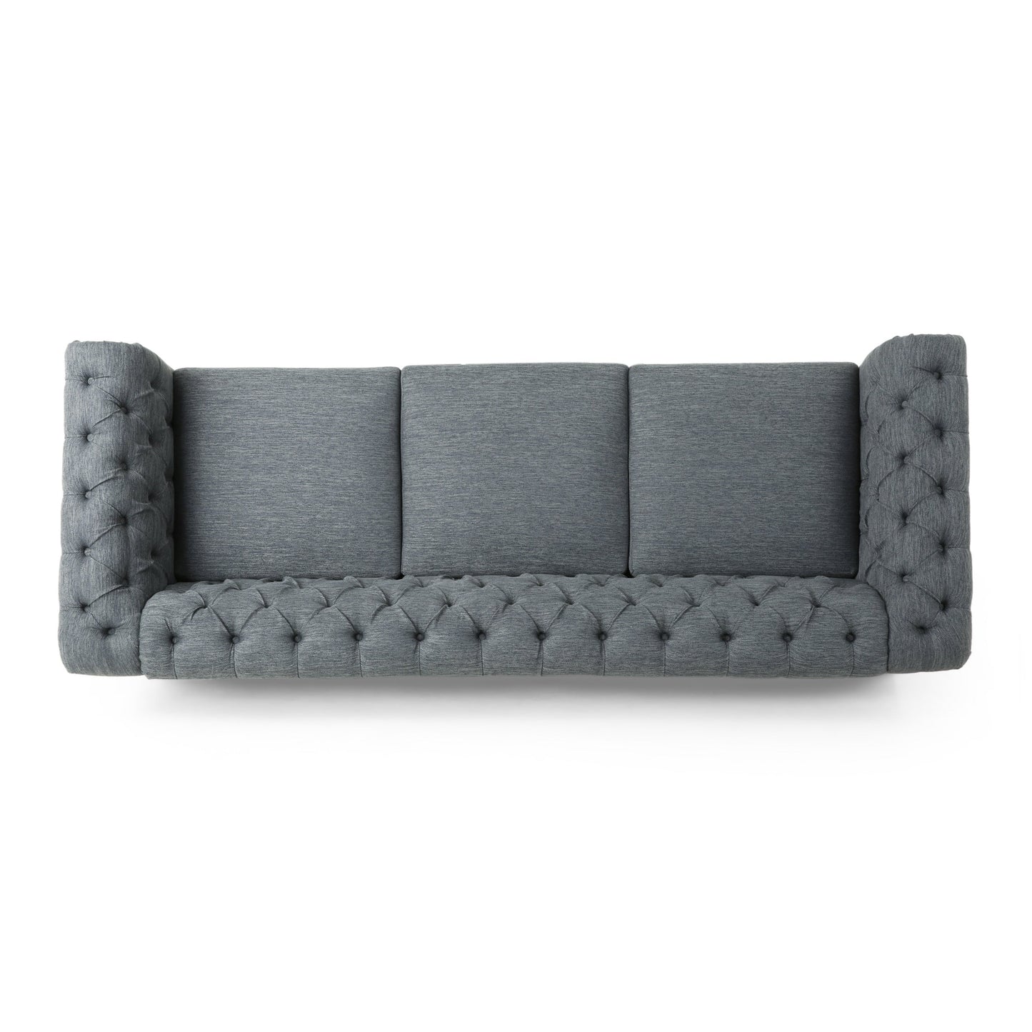 Charcoal Retro Style 85.5 Chesterfield Button Tufted 3-seater Sofa with Wood Legs for Living Room