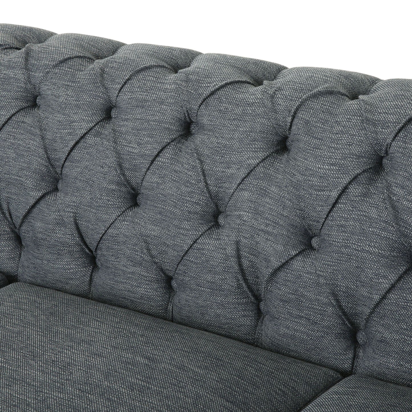 Charcoal Retro Style 85.5 Chesterfield Button Tufted 3-seater Sofa with Wood Legs for Living Room