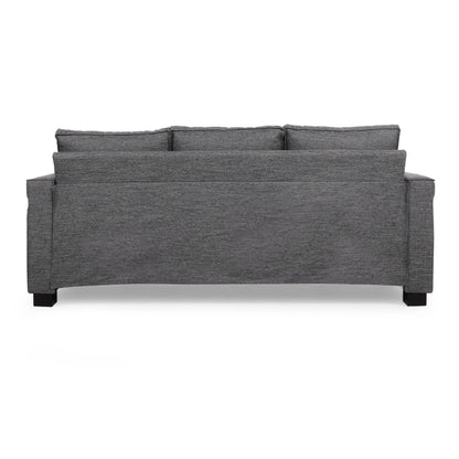 Charcoal Upholstered 3-seater Sofa with Pillows and Wood Legs
