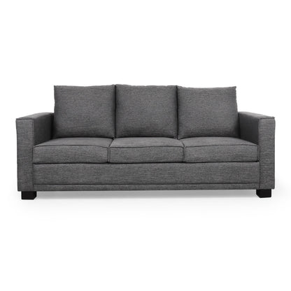 Charcoal Upholstered 3-seater Sofa with Pillows and Wood Legs