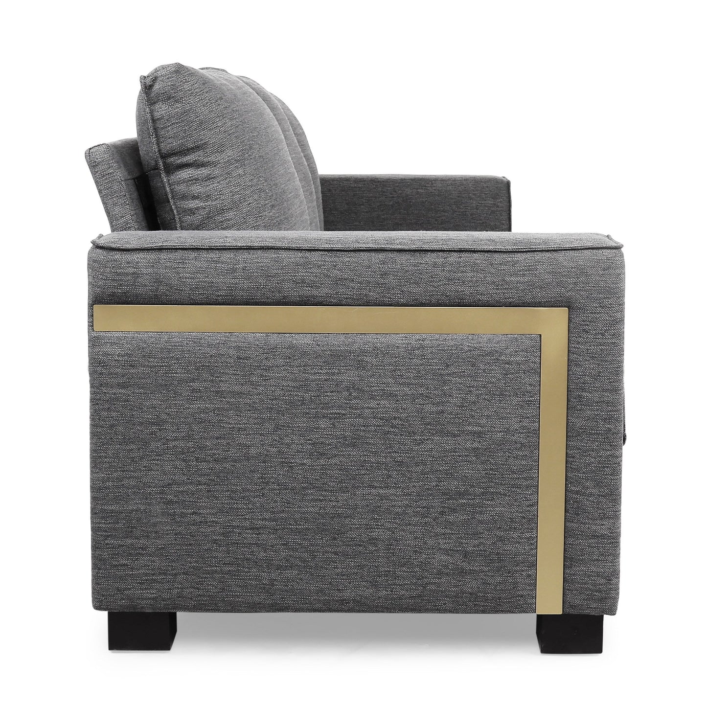 Charcoal Upholstered 3-seater Sofa with Pillows and Wood Legs