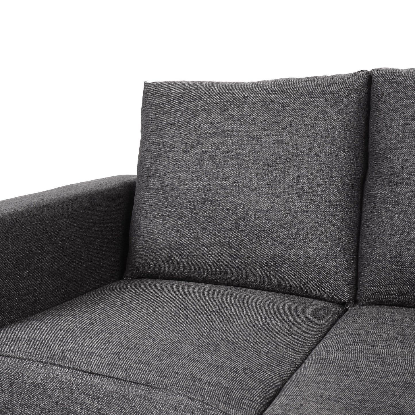 Charcoal Upholstered 3-seater Sofa with Pillows and Wood Legs