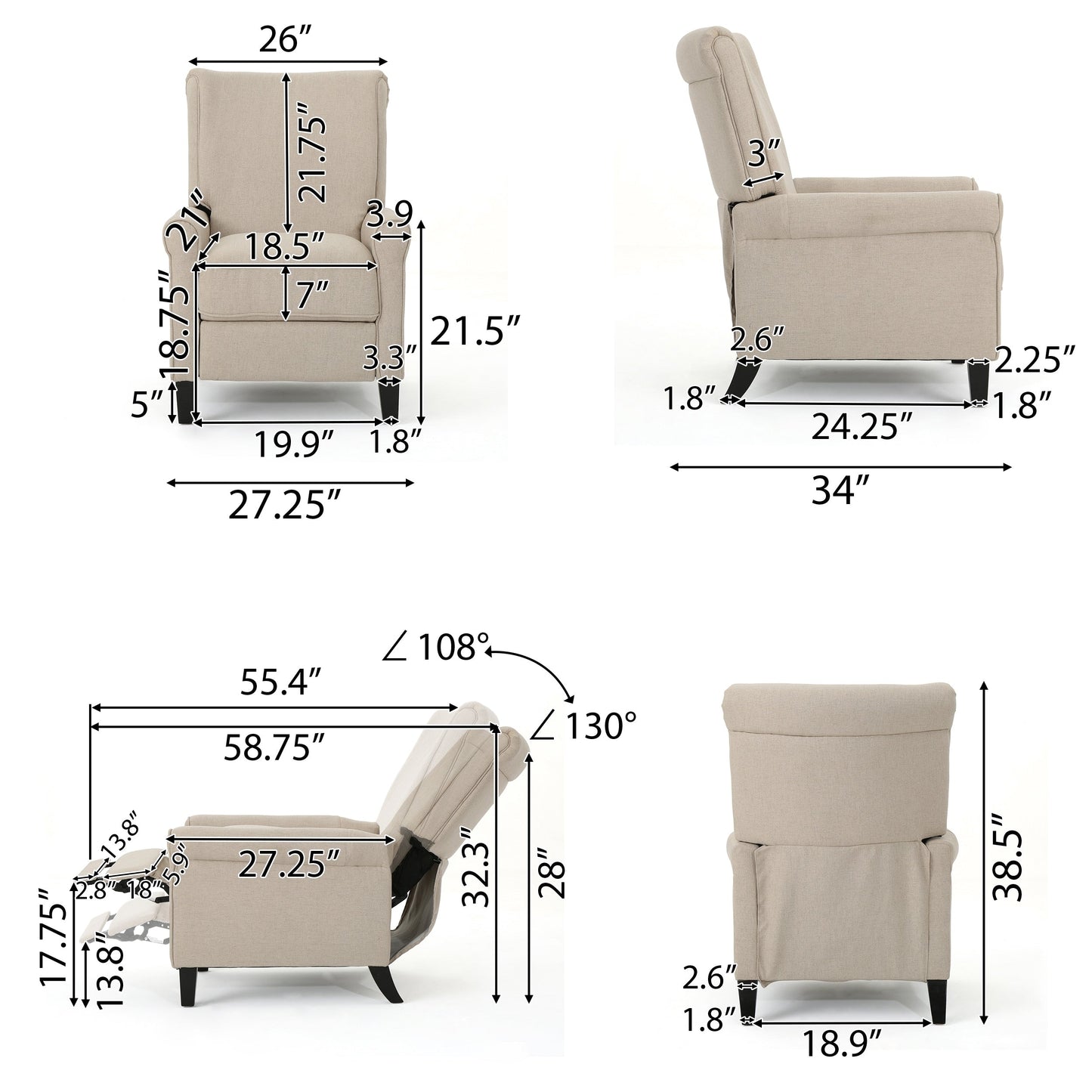 Charell Traditional Fabric Recliner by Christopher Knight Home