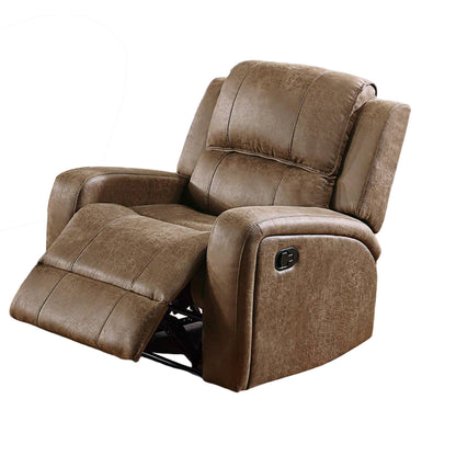 Charles Manual Recliner Chair, Chestnut Brown Faux Leather, Solid Wood