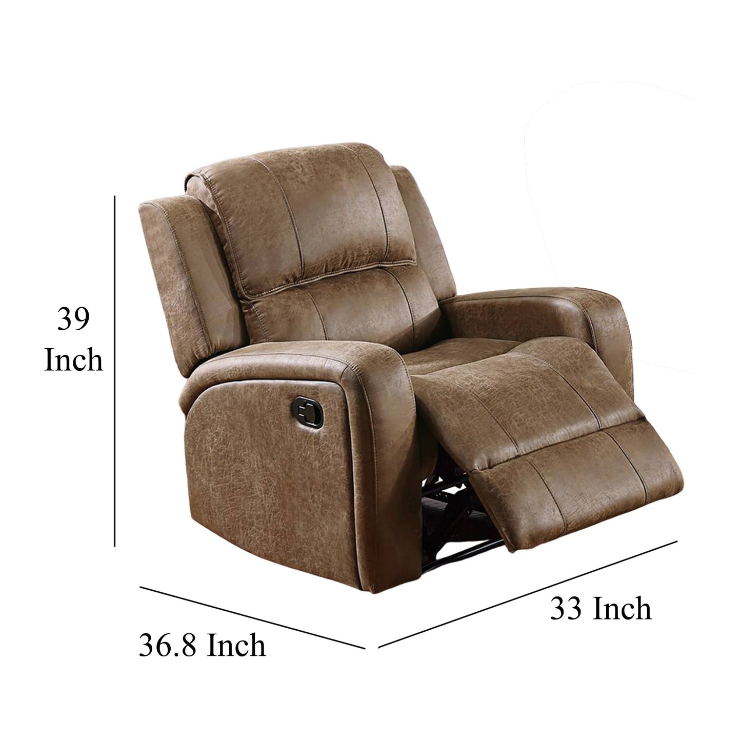Charles Manual Recliner Chair, Chestnut Brown Faux Leather, Solid Wood