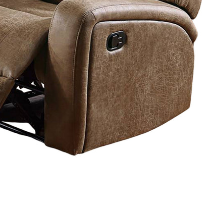 Charles Manual Recliner Chair, Chestnut Brown Faux Leather, Solid Wood