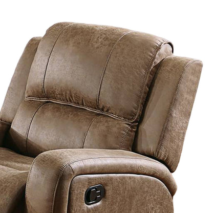 Charles Manual Recliner Chair, Chestnut Brown Faux Leather, Solid Wood