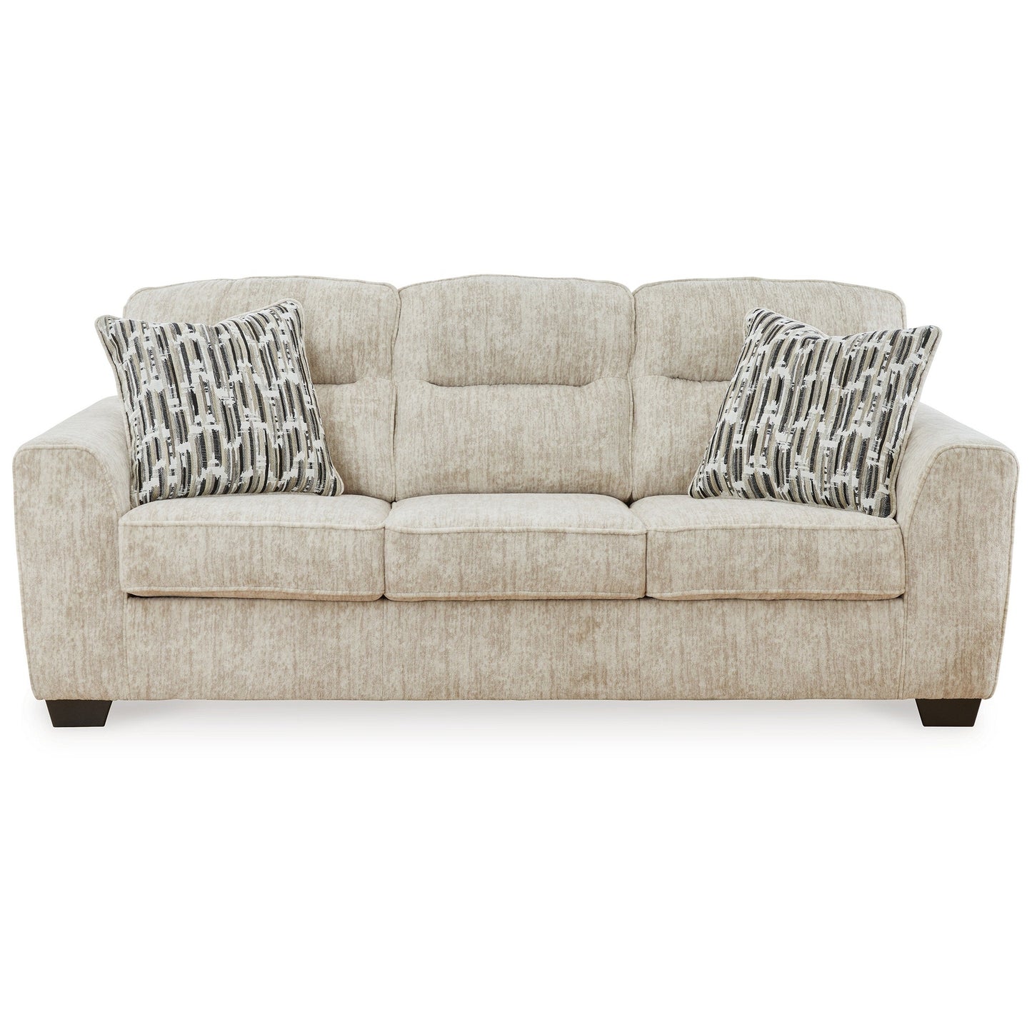 Charlie Sofa, Natural Parchment White Polyester, 2 Pillows, 90 Inch
