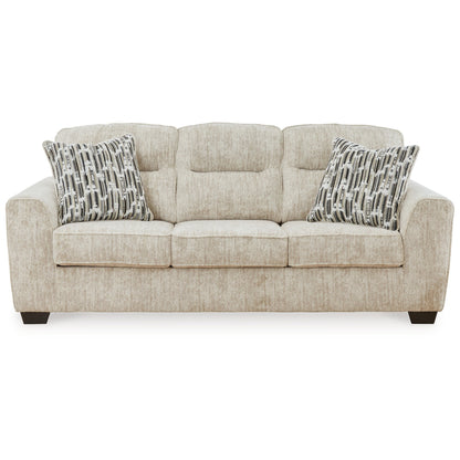 Charlie Sofa, Natural Parchment White Polyester, 2 Pillows, 90 Inch