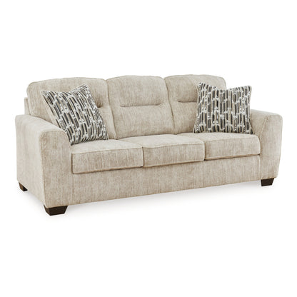 Charlie Sofa, Natural Parchment White Polyester, 2 Pillows, 90 Inch