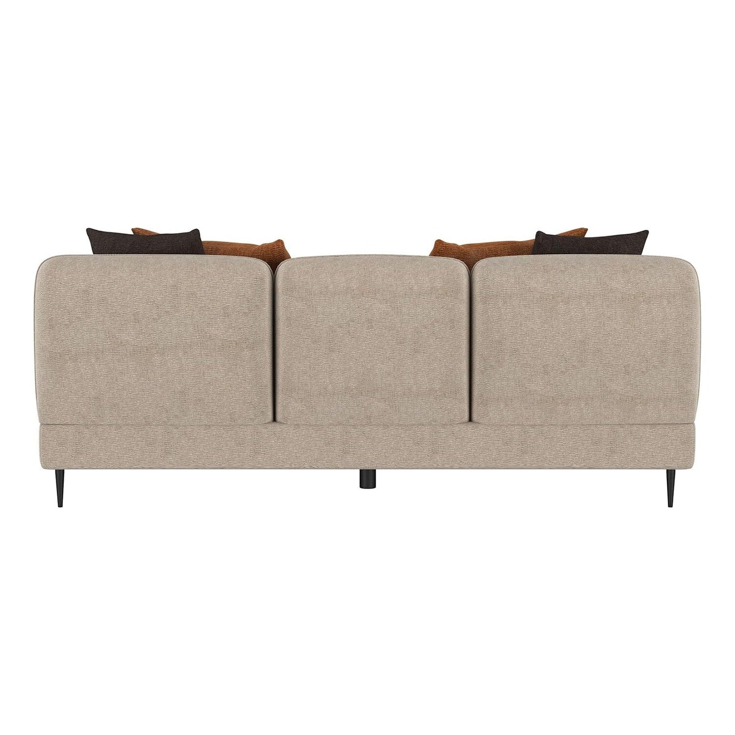 Chenille Upholstered Sofa with Sculpted Track Arm in Latte