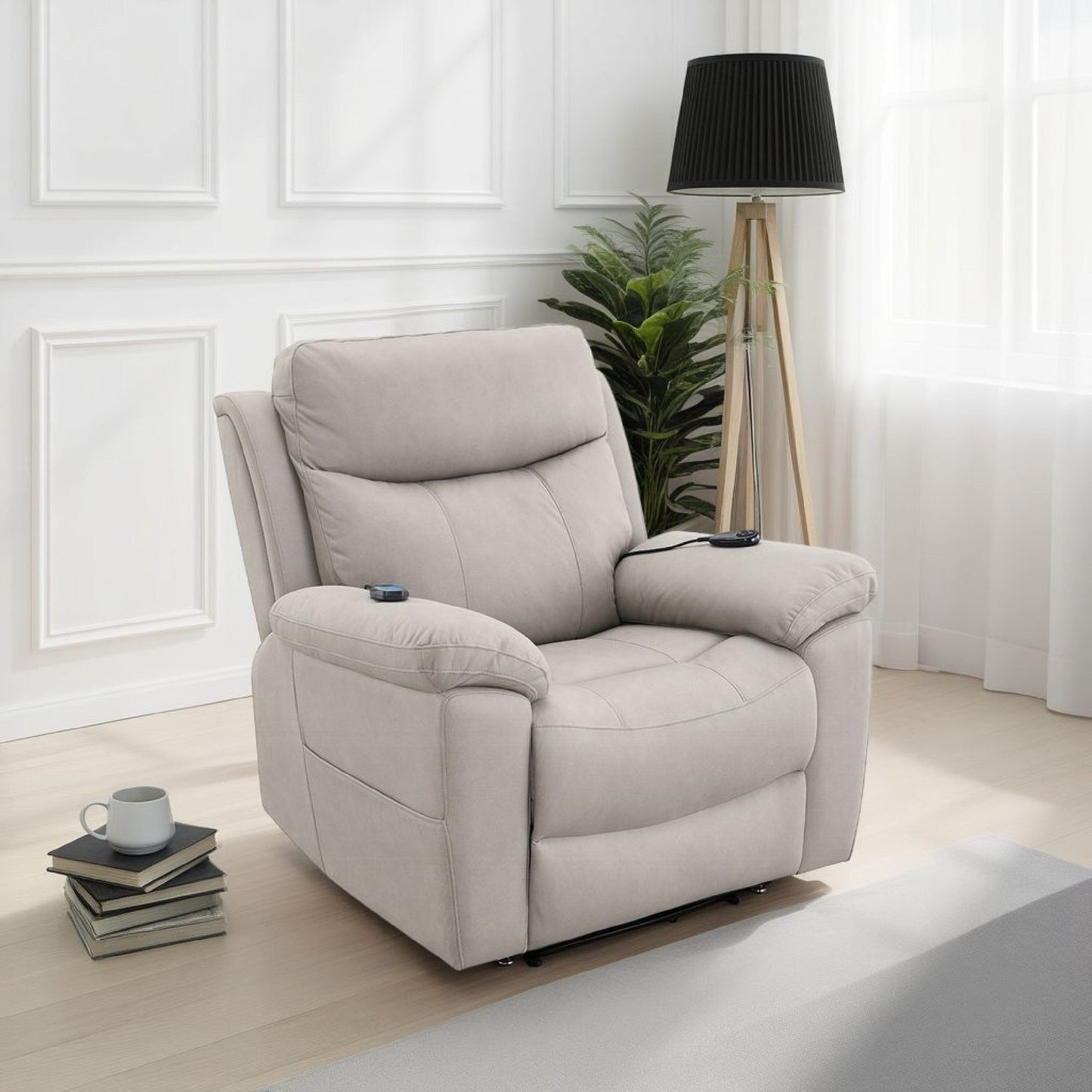 Cheru Power Motion Lift and Recliner Chair with Heated Massage, Gray