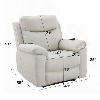 Cheru Power Motion Lift and Recliner Chair with Heated Massage, Ivory