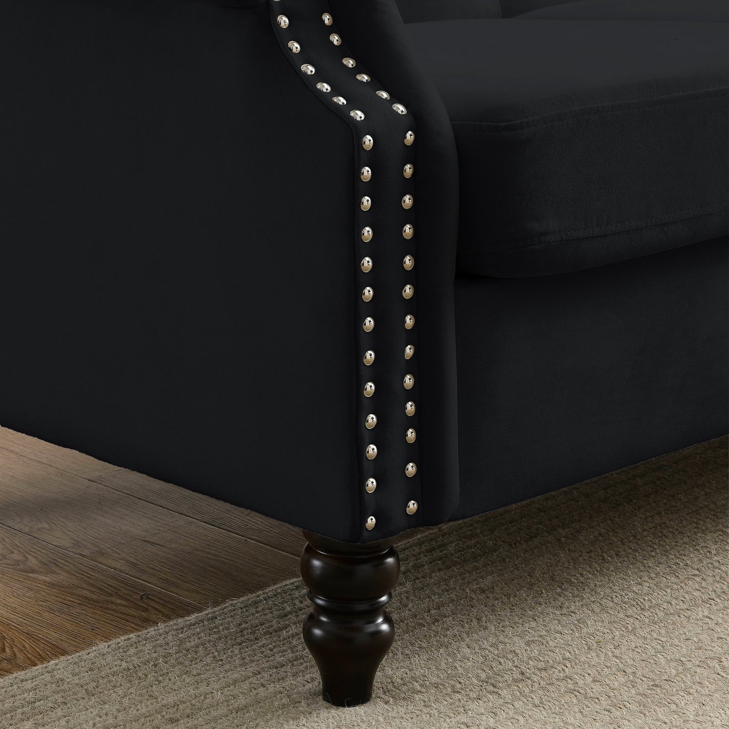Chesterfield 3-Seater Upholstered Tufted Sofa with Rolled Arms and Nailhead