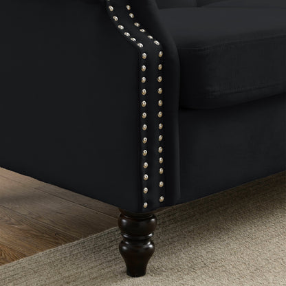Chesterfield 3-Seater Upholstered Tufted Sofa with Rolled Arms and Nailhead