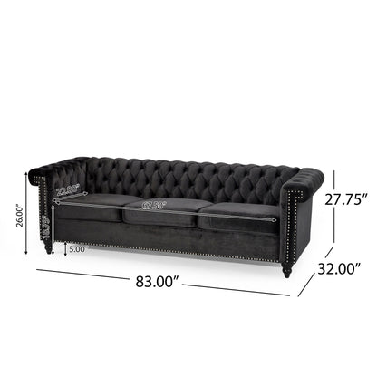 Chesterfield 3-seater Sofa with Button Tufting and Nailheads