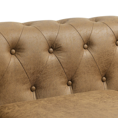 Chesterfield 74.5 Button Tufted Upholstered 3-seater Sofa with Nailheads and Pillows for Living Room
