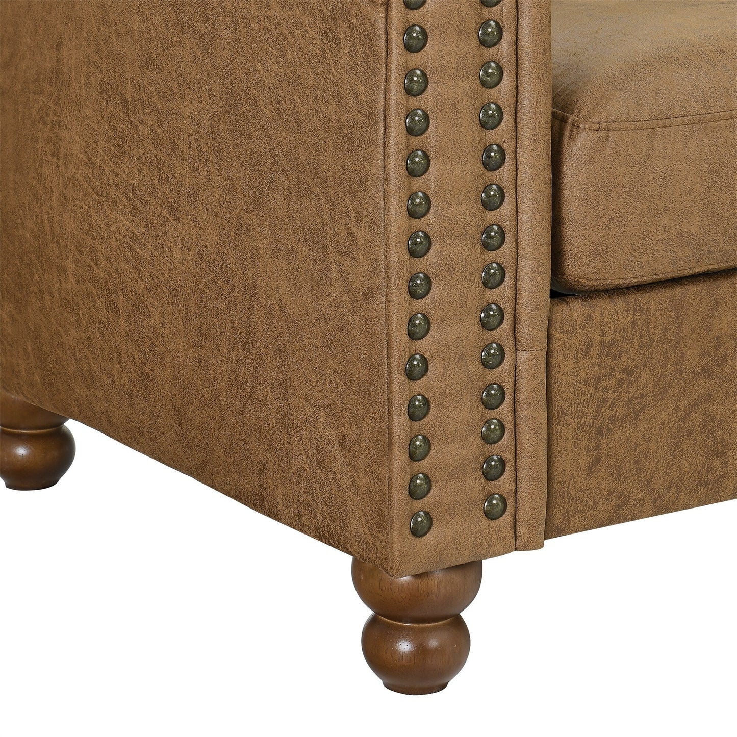 Chesterfield 74.5 Button Tufted Upholstered 3-seater Sofa with Nailheads and Pillows for Living Room