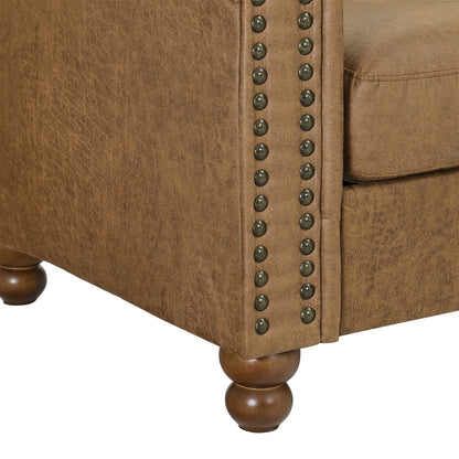 Chesterfield 74.5 Button Tufted Upholstered 3-seater Sofa with Nailheads and Pillows for Living Room