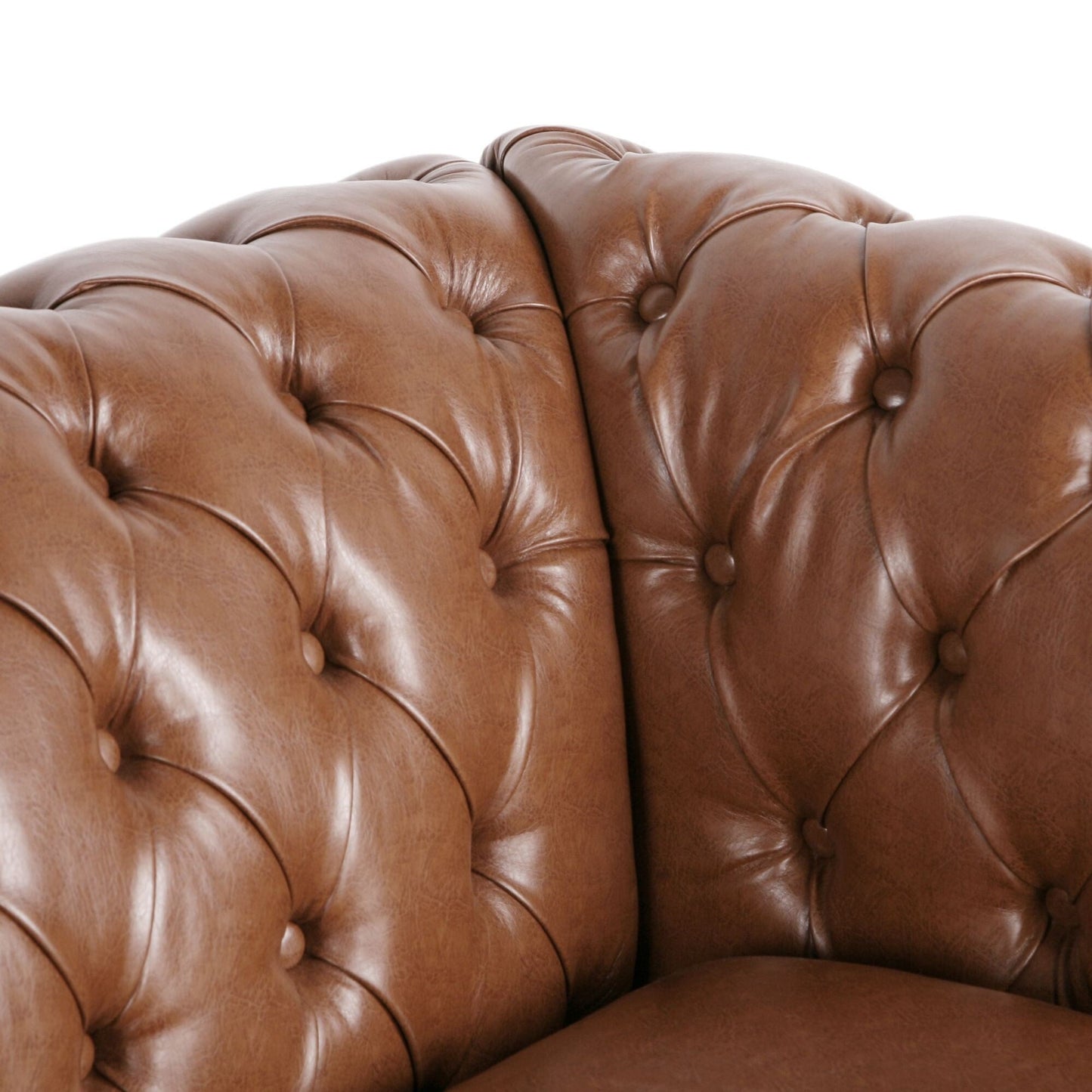 Chesterfield 84.75 Button Tufted Upholstered 3-seater Sofa with Nailheads and Wood Legs for Living Room